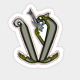 Celtic Cat Letter V Sticker